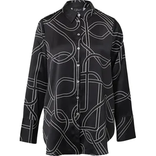 s.Oliver Gemusterte Longbluse aus Satin Schwarz 42