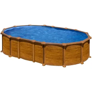 Gre Stahlwandbecken Set mit Holzaspekt oval 610 x 375 x 132 cm