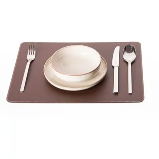 Nikalaz 1 Stück Platzdeckchen aus recyceltem Leder, Platzset, Platzmatte, Tischset (40 x 30 cm, Braun)