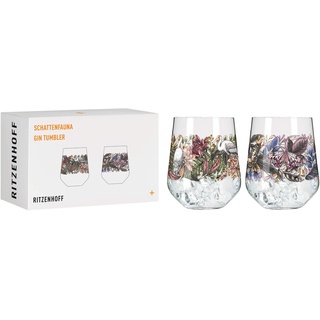 Ritzenhoff 3701001 Gin-Glas 700 ml - Serie Schattenfauna Set Nr. 1 – 2 Stück, Storch & Schmetterling – Made in Germany