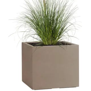 Pflanzwerk® Pflanzkübel CUBE Premium Fiberglas Blumenkübel Frostbeständig mit Lotus-Effekt, Lotus-Effekt - Handgefertigt - Eckig - Frostbeständig braun 28 cm x 28 cm x 28 cm