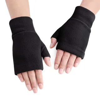 JINTN Unisex Sport Fleece Halb Handschuhe Fingerlose Fäustlinge Arbeitshandschuhe Armstulpen Warm Winterhandschuhe für Damen und Männer - S