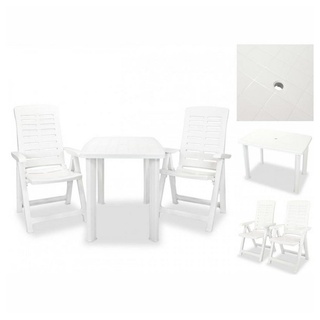 vidaXL Garten-Essgruppe »3-tlg Bistro-Set Kunststoff Weiß Sitzgruppe Set« weiß