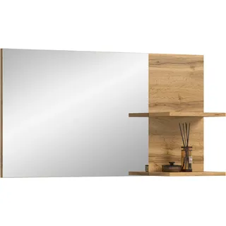 Spiegel OTTO HOME "MAMBO II, Breite 99cm, 2 Ablageböden, große Spiegelfläche", braun, B:99cm H:52cm T:18cm, Holzwerkstoff, Spiegelglas, Spiegel, Garderobenspiegel, Flur, Diele, Spiegel mit Ablage, Spiegelpaneel