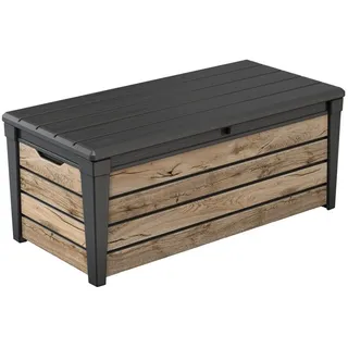 Keter Gartenbox Brightwood, 454 Liter, hochwertige Auflagenbox in Holzoptik Pinie, als Sitzgelegenheit nutzbar, mit Gasdruckfedern, abschließbar braun