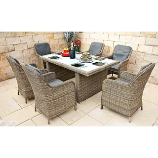 RAGNARÖK  PREMIUM POLY-RATTAN GARTENMÖBEL GARTEN GARNITUR MÖBEL ALU DINING SET