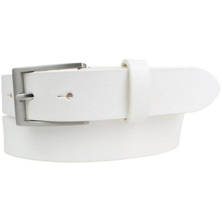 BELTINGER Ledergürtel Gürtel aus Vollrindleder 3 cm - Anzug-Gürtel für Damen Herren 30mm - C silberfarben|weiß 110 cm (Gesamtlänge 125 cm)