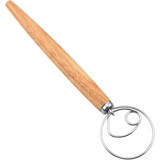 Dänische Teig Schneebesen - Premium Edelstahl Brotmixer mit Holzgriff - Manuelle