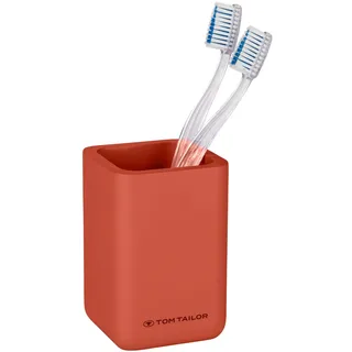 TOM TAILOR Zahnputzbecher, hochwertiger Becher für Zahnbürste und Zahnpasta, Zahnbürstenhalter aus langlebigem Kunststoff, stilvolle Deko fürs Badezimmer, Coral