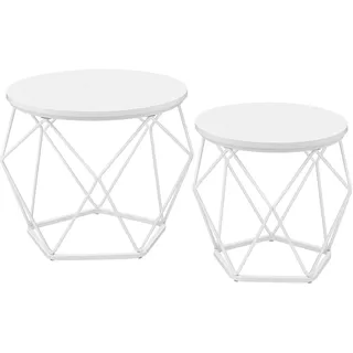 VASAGLE Couchtisch rund Weiß Holz 50 x 40 cm