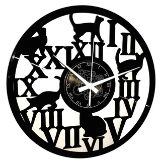 Instant Karma Clocks | Katzen Wanduhr – für Katzenfreunde | Geräuschlosem Quarzwerk | Geschenkidee für Küche, Schlafzimmer, Wohnzimmer