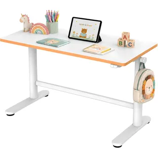 Spacetronik Elektrischer Kinderschreibtisch Höhenverstellbar 100x50 cm | Schreibtisch für Kinder mit Antikollisionssystem, Taschenhaken, abgerundeten Ecken, Weiß