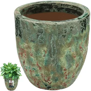 KOTARBAU® Blumentopf Keramik groß Höhe 29 cm ⌀ 30 cm Türkis & Braun Blumenübertopf Keramik Kräutertopf Küche Wohnzimmer Plant Pots Indoor & Outdoor Pflanztöpfe frostfest Übertopf groß Outdoor