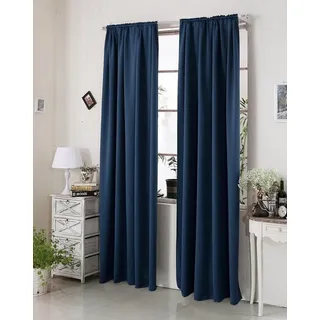 Woltu Thermovorhang Kräuselband 135 x 245 cm Dunkelblau 1 St