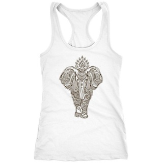 Neverless Tanktop Damen Tank-Top Zentangle Elefant Mandala Boho Bohemain Elephant Racerback Neverless® weiß XXL