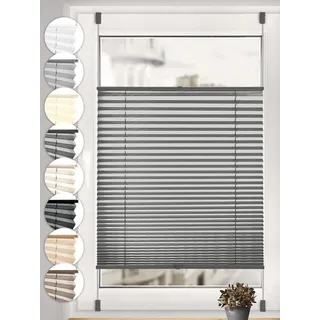 Sonello Plissee ohne Bohren Rollo Klemmfix für Fenster & Tür Lichtschutz, blickdicht, ohne Bohren, verspannt, Klemmfix, 35cm x 120cm Anthrazit/Dunkelgrau Faltrollo, Easyfix, Jalousie grau 35 cm x 120 cm