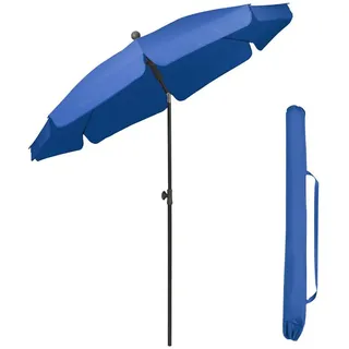 Sekey Balkonschirm 200 cm Sonnenschirm mit Schutzhülle für Balkon Garten, UV-Schutz 50+, LxB: 180,00x180,00 cm, Neigungswinkel und Höhe Verstellbar blau