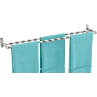 YUMORE Handtuchhalter Doppel 80CM Handtuchstange Wand Edelstahl Badetuchhalter 2 Stangen Badezimmer Handtuch Halter Wandmontage Doppelter Handtuchhalter für Bad Küche, Gebürstet