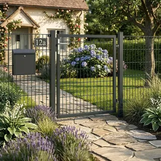 Home Deluxe Doppelstabmatten Gartentor Portarius 1,6 m anthrazit