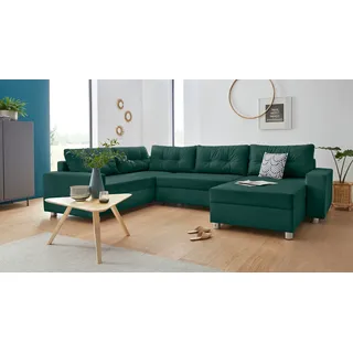 Collection AB Wohnlandschaft Polyester U-Form 3-Sitzer Grün