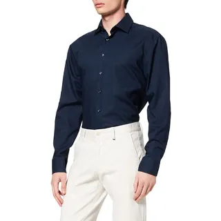 Seidensticker Herren Regular Bügelfrei Kent Langarm Business Shirt, Dunkelblau, 41 EU