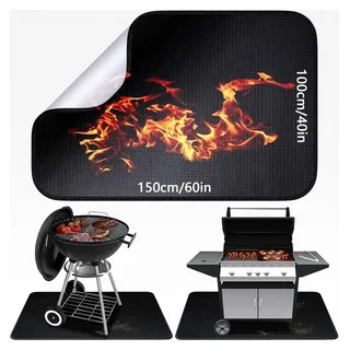 Feuerfeste Unterlage | Faltbare Hitzeschutzmatte 100 * 150 cm | Bodenschutzmatte für Grill und Kamin