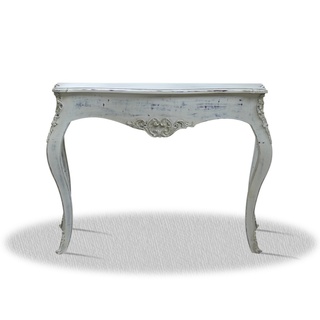 Casa Padrino Barock Konsole Vintage Weiß Silber 100 x 40 x H. 85 cm - Antik Stil Möbel
