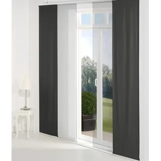 Schiebegardine WIRTH "Neufahrn" Gr. 1, schwarz, B:60cm H:145cm, Jacquard, Polyacryl, Polyester, Gardinen, Inkl. Befestigungszubehör