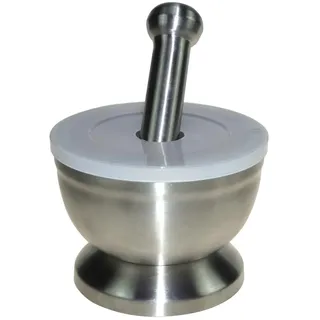 Lxmxgk Mörser und Stößel, 18/8 Edelstahl, Mörser und Stößel, Pillenzerkleinerer, Erzzerkleinerer, Gewürzmühle, Kochen von Gewürzen und Gewürzen, Küchenzubehör (großer Durchmesser 11,7 cm)