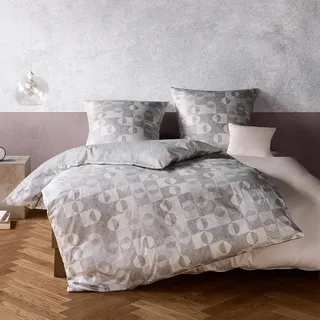 Fleuresse Black Premium Schweizer Satin Bettwäsche Dewsbury silber 155x220 cm + 80x80 cm - beige;grau