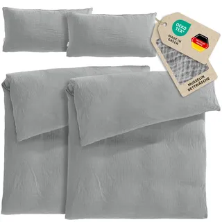 Pure Label Musselin Bettwäsche 4tlg 2x155x220+2x40x80 - Grau