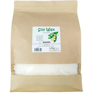 WAXIM Sojawachs Kerzenwachs zum Gießen | Wachs für Kerzen selber machen in Perlen 2.500 g | Kerzenwachs Granulat | Pflanzliche Basis für Behälter | Gleichmäßiges Schmelzen und Saubere Verbrennung