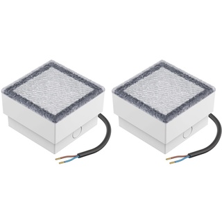 ledscom.de 2 Stück LED Pflasterstein Bodeneinbauleuchte CUS für außen, IP67, eckig, 10 x 10cm, warmweiß