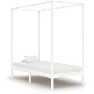 vidaXL Himmelbett-Gestell Weiß Massivholz Kiefer 90 x 200 cm