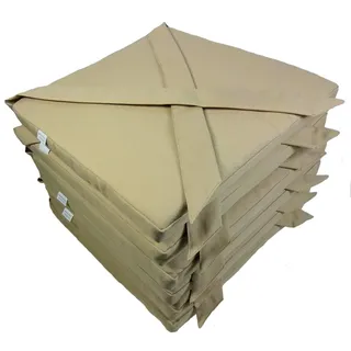Rattani Set 6 x Stuhlkissen/Sitzkissen Marina Eckig mit Schleife 40 x 40 cm Dicke 5 cm, Fb. beige - Made in EU