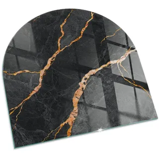 Tulup Glasbodenplatte Eleganter Marmor 100 x 100 x 0,4 cm Schwarz