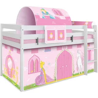 TICAA Hochbett Prinzessin Liora 90 x 200 cm Kiefer weiß