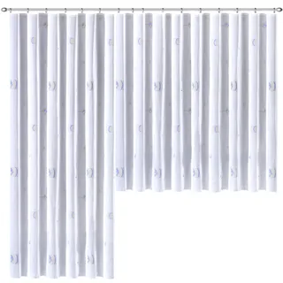 WECKBRODT Gardine WECKBRODT "Laura" Gr. 1, blau (blau, naturfarben), B:250cm H:125cm, Voile, Polyester, Gardinen, Gardine, Voile, bedruckt, Allover, halbtransparent, Beschwerungsband, Store