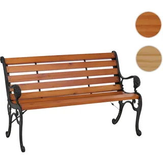 Gartenbank HWC-O25, Sitzbank Parkbank Holzbank 2-Sitzer, Gusseisen Holz Kiefer, 132cm ~ teak