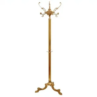 Belle Arti Garderobenständer Garderobenständer Kleiderständer Standgarderobe Barock Messing gold, (edel, Stabil), Garderobe Metall Vintage Retro Antik mit Haken freistehend rostfrei
