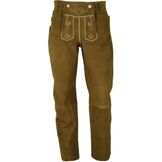 Fuente Leather Wears Trachtenlederhose Herren Trachten Lederhose lang mit Latz, Nubuk Leder, Camel 58 Herren EU