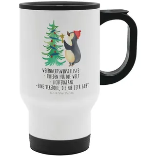 Mr. & Mrs. Panda Thermobecher Pinguin Weihnachtsbaum, To Go Becher, Weiß, Thermobecher, Winter, the, Edelstahl, Autobecher Edelstahlbecher Thermobecher Für Unterwegs weiß