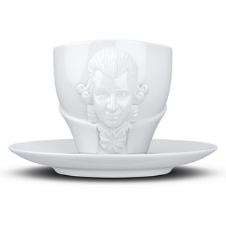 FIFTYEIGHT PRODUCTS / Talent / Kaffeetasse mit Untertasse „Amadeus Mozart“- Portrait (Porzellan, 260ml, weiß, Made in Germany)