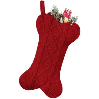 FOUORTUNATE-BEE Dekohänger 1 Stück Hunde Weihnachtsstrumpf, Hundeknochen Weihnachtsstrümpfe (Hunde Nikolausstrumpf, Weihnacht Dekorationen, für Kamin, Weihnachtsbaum, Wand, Treppe, 1 St) rot
