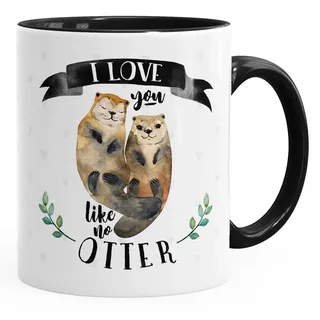 MoonWorks Tasse Kaffee-Tasse Otter Pärchen I love you like no otter Geschenk Liebe, Keramik schwarz