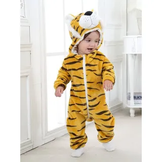 DEBAIJIA Pyjama DEBAIJIA Baby Spielanzug Flanell 0-36M Winter Mädchen und Junge Pyjama gelb 80