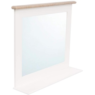 Woodkings® Bad Spiegel Kansas Rahmen Holz Badspiegel mit Ablage Wandspiegel Badmöbel Badezimmermöbel Massivholz (Weiß)
