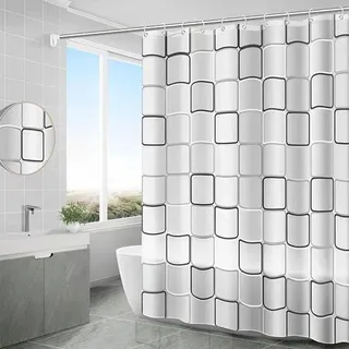 Famanu Duschvorhang Wasserfest - Antischimmel - 200 x 200 cm - Antibakterielles Polyester