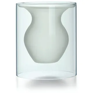 PHILIPPI Kugelvase, Glas, mundgeblasen in Glasröhre weiß