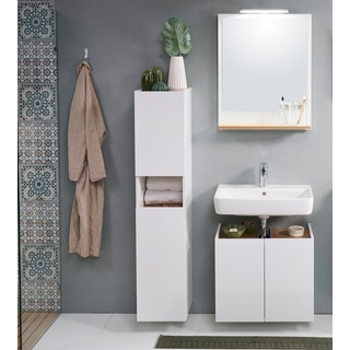 Badmöbel-Set »947.060.003«, (4 St.), Weiß Glanz / Riviera Eiche quer Nachbildung, , 99028503-0